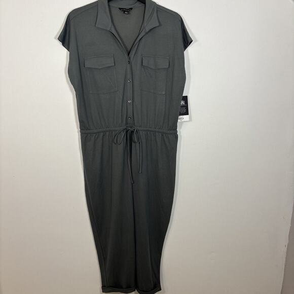 Rock & Republic Pant Suit Jumpsuit XXL Grey Desert Sand Cuffed Drawstring Waist - Picture 3 of 15